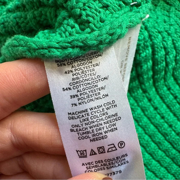 Ann Taylor green chunky knit cardigan sweater longline button front tie XXS - Picture 7 of 11